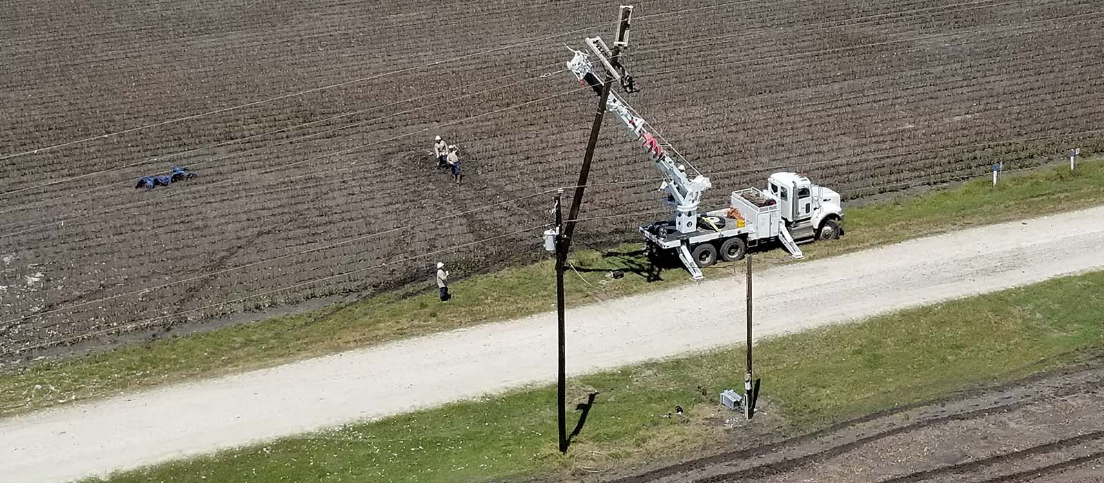 Repairing a pole after Harvey