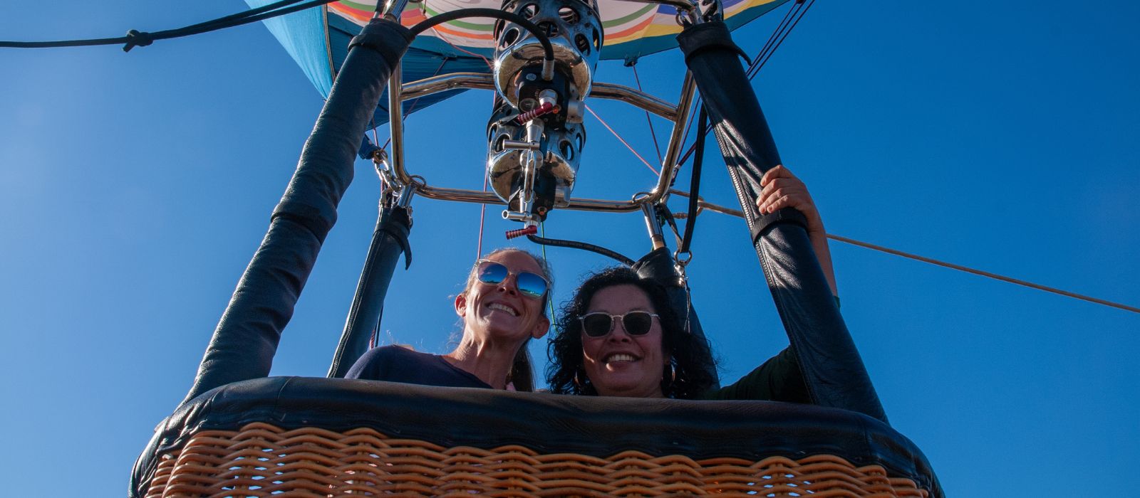 Friends in hot air balloon