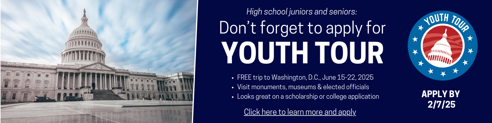 Youth Tour Application Reminder