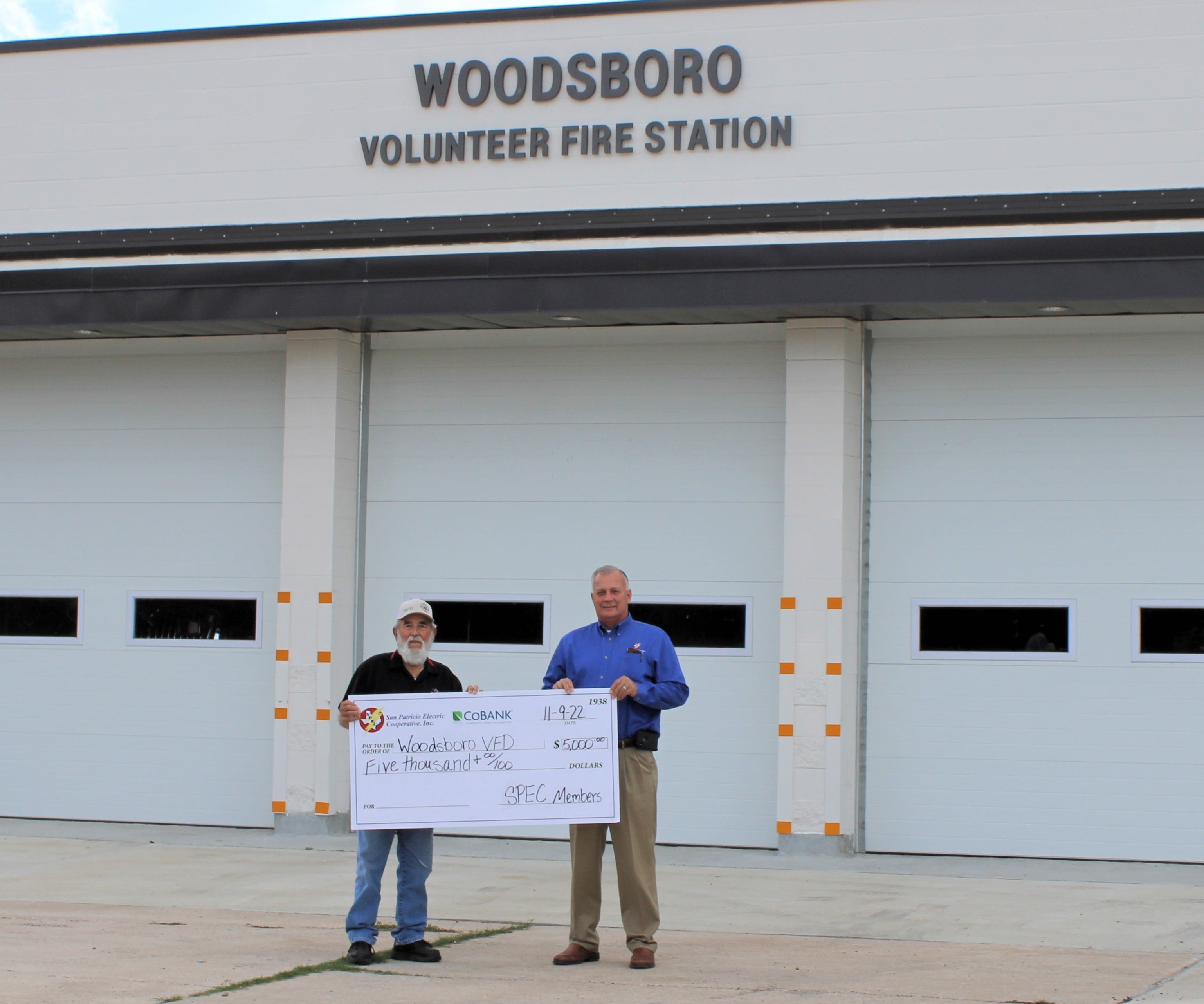 Check Presentation to Woodsboro VFD